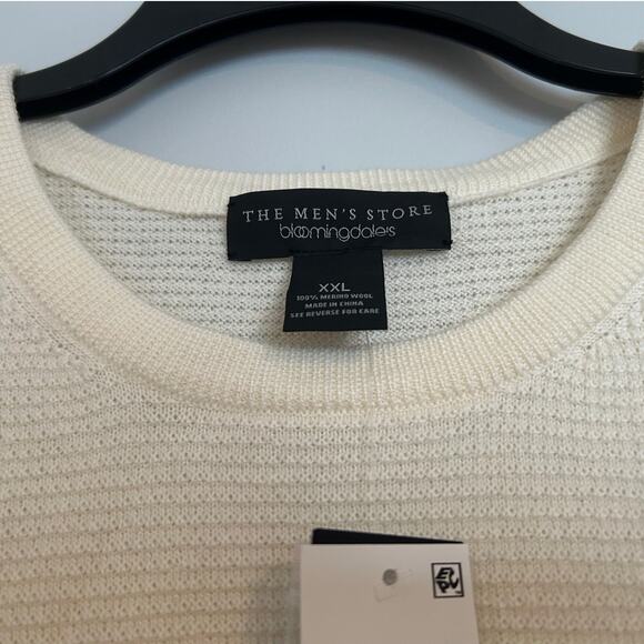 NWT Bloomingdale's 100% Merino Wool Waffle Knit Sweater – White, Men’s XXL - Picture 7 of 8
